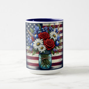 Patriotischer, blumengestresster Amerikaner Tasse