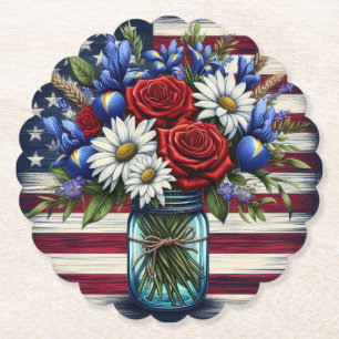 Patriotischer, blumengestresster Amerikaner Untersetzer
