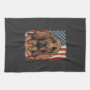 Patriotischer Bluthund Hund Amerikanische Flagge K Geschirrtuch