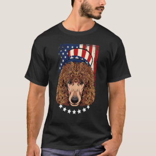 Patriotischer brauner Pudel 4. Juli Hund Amerikani T-Shirt