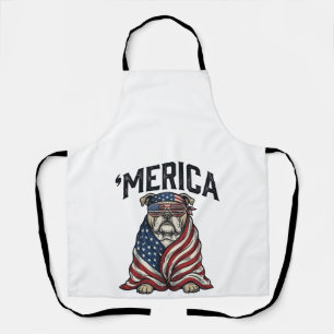 Patriotischer Bulldog 'Merica Vintage-Vector-Shirt Schürze
