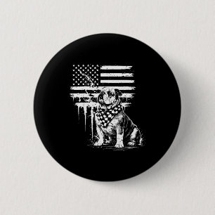 Patriotischer Bulldogge amerikanische Flagge 4. Ju Button