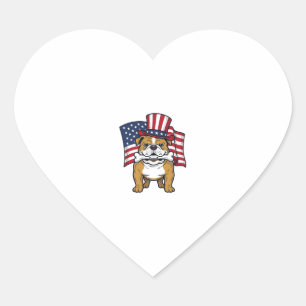 Patriotischer Bulldogge Mit Flagge Vektor Design_1 Herz-Aufkleber