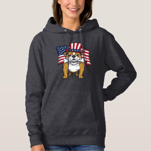 Patriotischer Bulldogge Mit Flagge Vektor Design_1 Hoodie