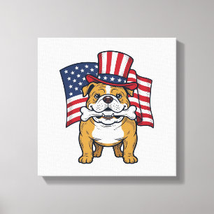 Patriotischer Bulldogge Mit Flagge Vektor Design_1 Leinwanddruck