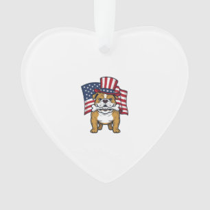 Patriotischer Bulldogge Mit Flagge Vektor Design_1 Ornament