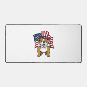 Patriotischer Bulldogge Mit Flagge Vektor Design_1 Schreibtischunterlage