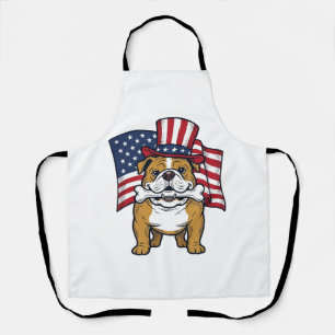 Patriotischer Bulldogge Mit Flagge Vektor Design_1 Schürze