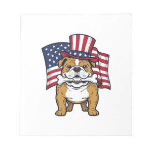 Patriotischer Bulldogge Mit Flagge Vektordesign_1 Notizblock