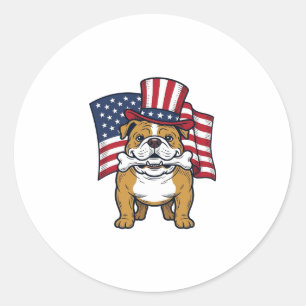 Patriotischer Bulldogge Mit Flagge Vektordesign_1 Runder Aufkleber