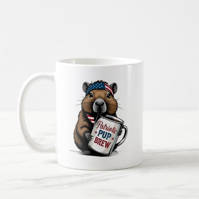 Patriotischer Capybara-Kaffeebecher Kaffeetasse (Links)