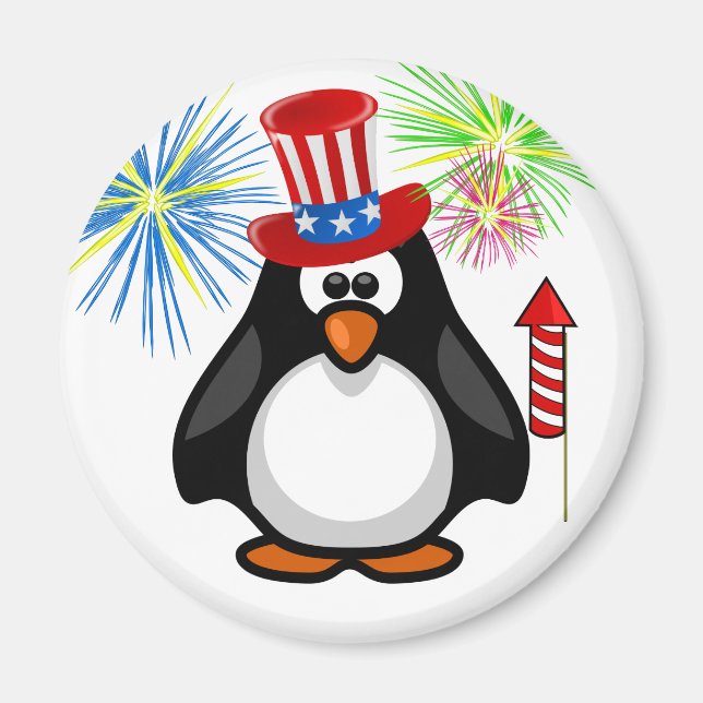 Patriotischer Cartoon Paddy 4. Juli Hat Fireworks Magnet (Vorne)