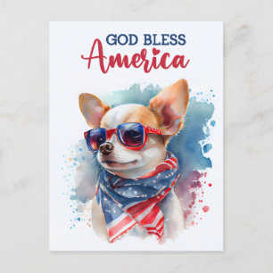 Patriotischer Chihuahua, Gott segne Amerika Postka Postkarte