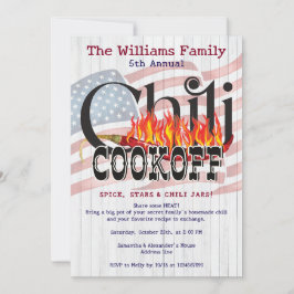 Patriotischer Chili Cookoff Rustikales Flag Party Einladung