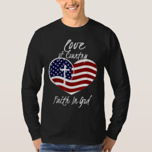 Patriotischer Christlicher Glaube an Gott Herzkreu T-Shirt