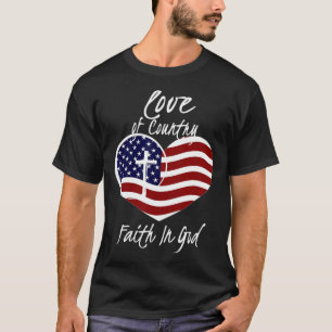 Patriotischer Christlicher Glaube an Gott Herzkreu T-Shirt