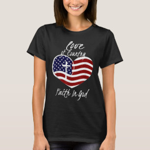 Patriotischer Christlicher Glaube an Gott Herzkreu T-Shirt