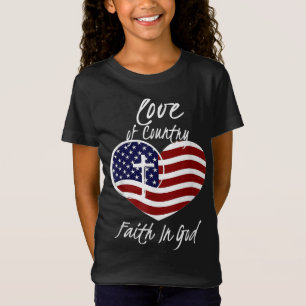 Patriotischer Christlicher Glaube an Gott Herzkreu T-Shirt