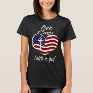 Patriotischer Christlicher Glaube an Gott Herzkreu T-Shirt