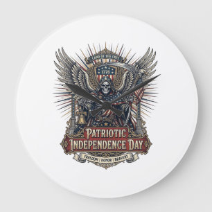 Patriotischer Chrome-Reaper Dunkler Patriot-Skelet Große Wanduhr