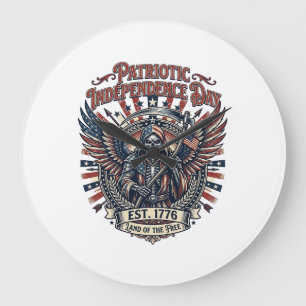 Patriotischer Chrome-Reaper Dunkler Patriot Skelet Große Wanduhr