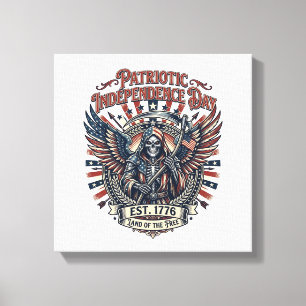 Patriotischer Chrome-Reaper-Dunkler-Patriot-Skelet Leinwanddruck