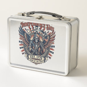 Patriotischer Chrome-Reaper-Dunkler-Patriot-Skelet Metall Brotdose
