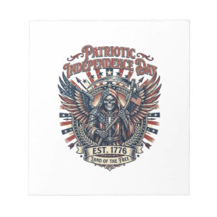 Patriotischer Chrome-Reaper-Dunkler-Patriot-Skelet Notizblock