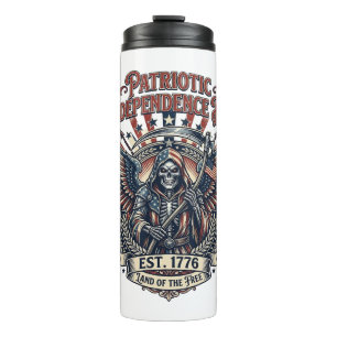 Patriotischer Chrome-Sensenmann Dunkler Patriot Sk Thermosbecher