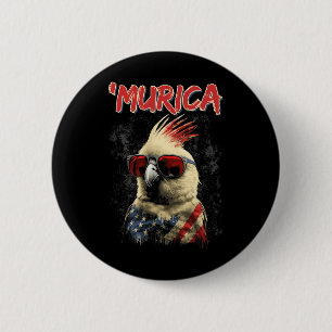 Patriotischer Cockatiel-Vogel 4. Juli Amerikanisch Button