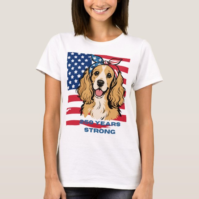 Patriotischer Cocker Spaniel  T-Shirt (Vorderseite)