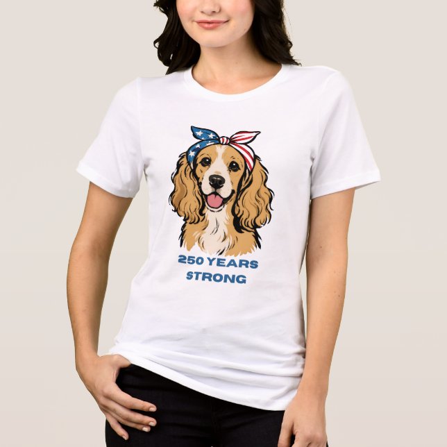 Patriotischer Cocker Spaniel  Tri-Blend Shirt (Vorderseite)