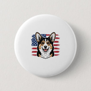 Patriotischer Corgi Amerikanische Flagge Vintage V Button