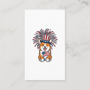 Patriotischer Corgi Feuerwerk Hund Vektor Design_1 Visitenkarte