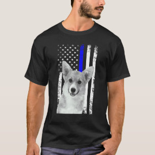 Patriotischer Corgi Hund Amerikanische Flagge Dünn T-Shirt