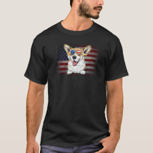 Patriotischer Corgi Hund Amerikanischer Flaggen Hu T-Shirt
