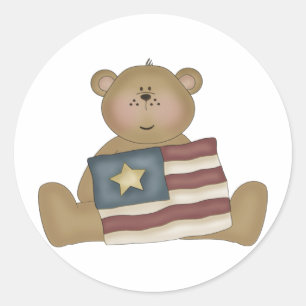 Patriotischer Country-Teddybär Runder Aufkleber
