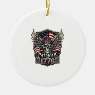 Patriotischer Cyber-Freiheits-Schädel Cyberpunk Zu Keramik Ornament