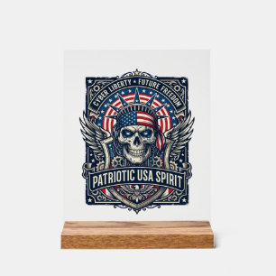 Patriotischer Cyber-Liberty-Totenkopf Cyberpunk Zu Acrylschild