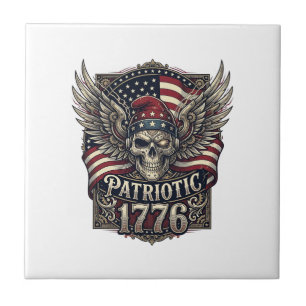 Patriotischer Cyber-Liberty-Totenkopf-Cyberpunk-Zu Fliese