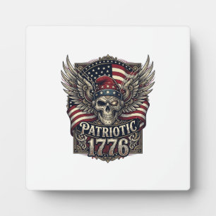 Patriotischer Cyber-Liberty-Totenkopf-Cyberpunk-Zu Fotoplatte