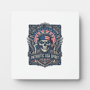 Patriotischer Cyber-Liberty-Totenkopf Cyberpunk Zu Fotoplatte