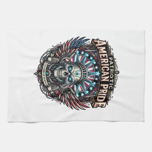 Patriotischer Cyber-Liberty-Totenkopf-Cyberpunk-Zu Geschirrtuch