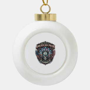 Patriotischer Cyber-Liberty-Totenkopf-Cyberpunk-Zu Keramik Kugel-Ornament