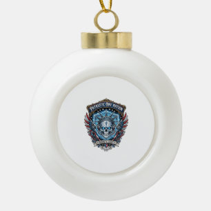 Patriotischer Cyber-Liberty-Totenkopf-Cyberpunk-Zu Keramik Kugel-Ornament