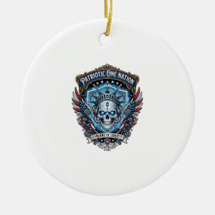 Patriotischer Cyber-Liberty-Totenkopf-Cyberpunk-Zu Keramik Ornament