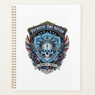 Patriotischer Cyber-Liberty-Totenkopf-Cyberpunk-Zu Planer
