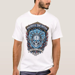 Patriotischer Cyber-Liberty-Totenkopf-Cyberpunk-Zu T-Shirt