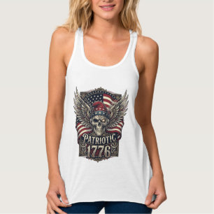 Patriotischer Cyber-Liberty-Totenkopf-Cyberpunk-Zu Tank Top