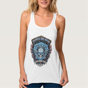 Patriotischer Cyber-Liberty-Totenkopf-Cyberpunk-Zu Tank Top